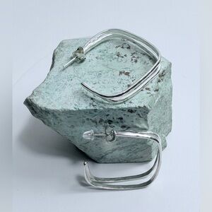 Silpada HTF Hammered Sterling Silver Square Double Hoop NATURAL ORDER Earrings